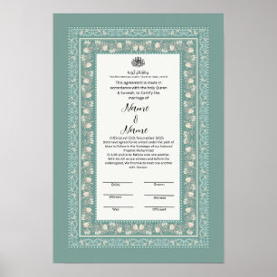 Islamic floral Border Nikkah certifcate  Poster