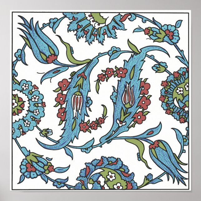 Islamic Floral Ceramic Tile #1 Poster (Front)