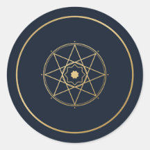 Islamic Geometric Medallion Navy Gold Sticker