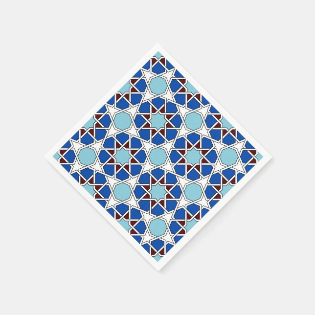 Islamic geometric Moroccan pattern in blue Napkin (Corner)