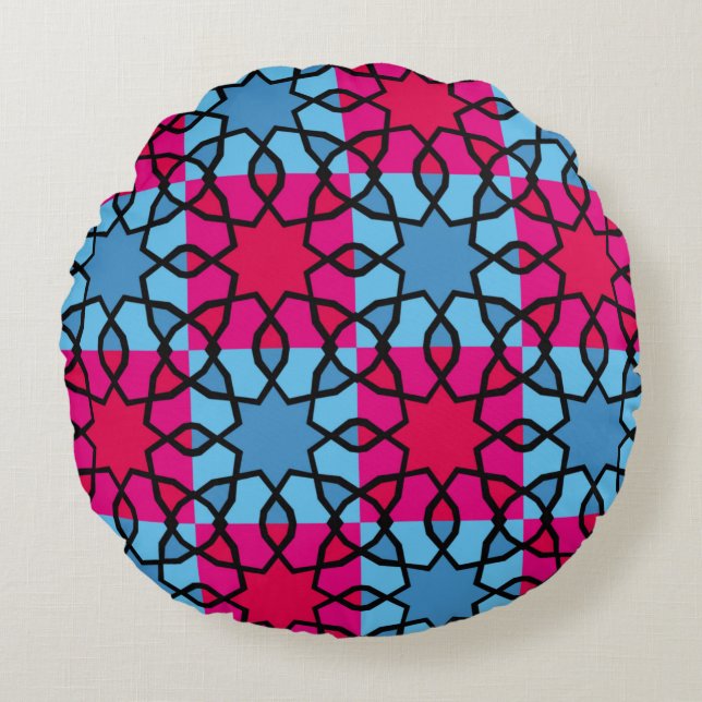 Islamic geometric motifs, which are very niceabstr round cushion (Front)