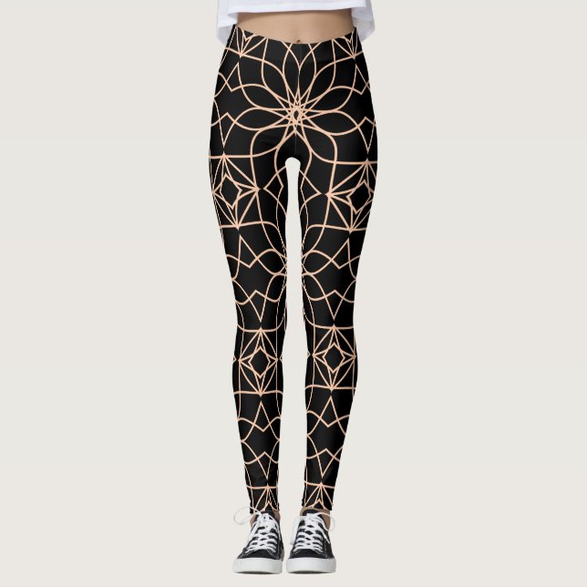 Islamic Geometric Pattern Arabic Art  Leggings (Front)