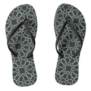 Islamic Geometric Pattern Design Abstract  Flip Flops