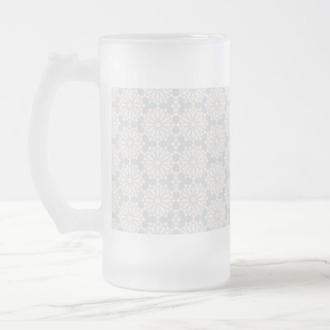 Islamic Geometric Pattern Frosted Glass Beer Mug (Left)