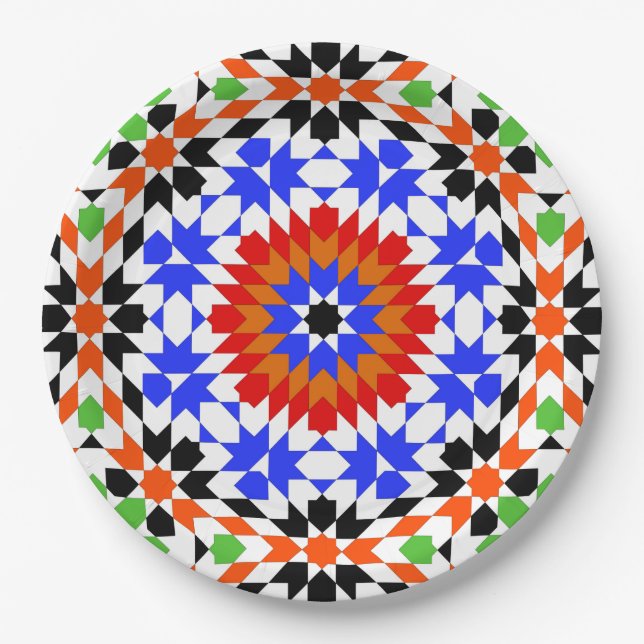 Islamic geometric pattern paper plate (Front)