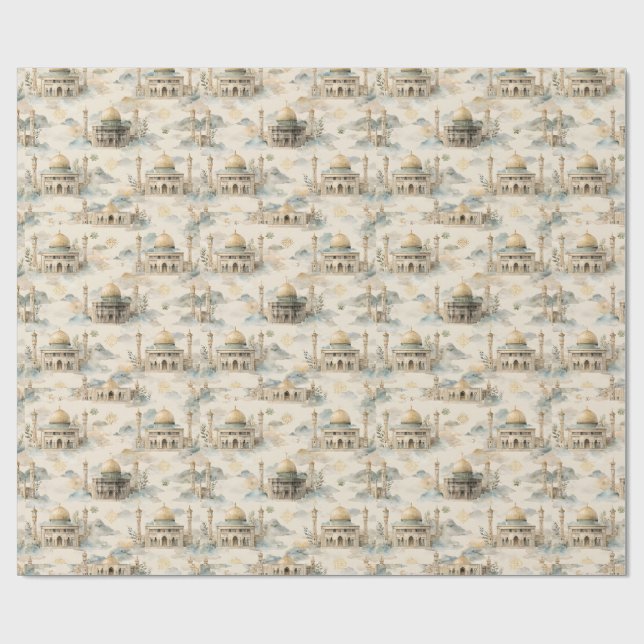 Islamic Gift Wrap Watercolor Eid Ramadan Hajj (Flat)