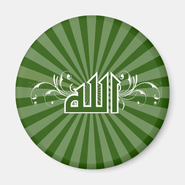 Islamic green retro print calligraphy Allah magnet (Front)