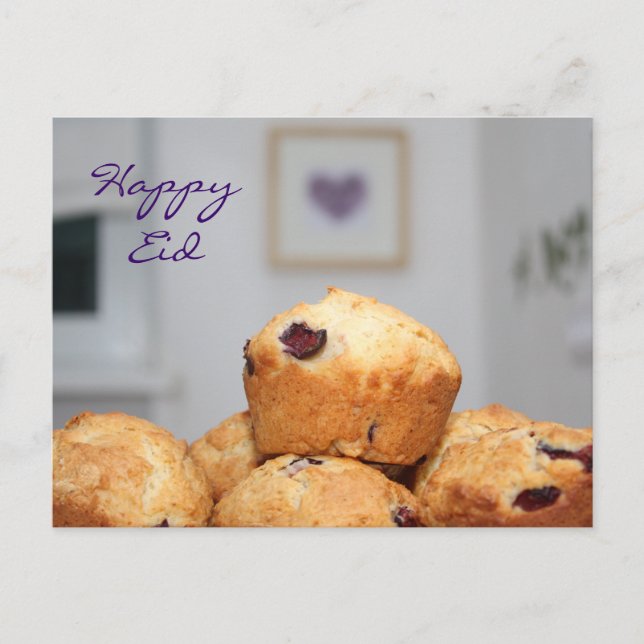Islamic happy Eid kareem sweets muffins cupcakes Postcard (Front)