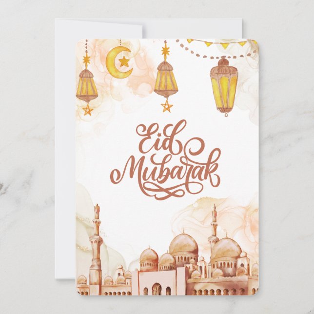 Islamic Happy Eid Mubarak Holiday Card (Front)