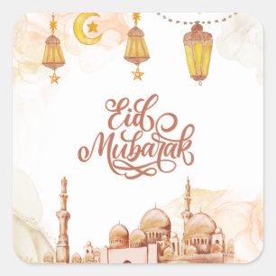 Islamic Happy Eid Mubarak Square Sticker