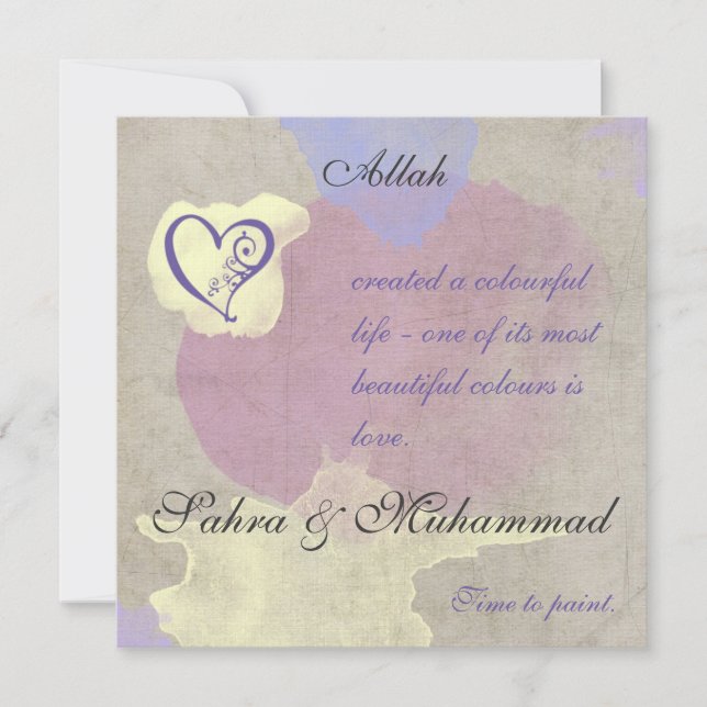 Islamic invitation - Watercolor painting of love (Front)