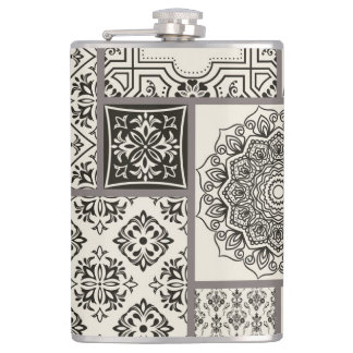 Islamic Majolica Pottery Tile Pattern Hip Flask