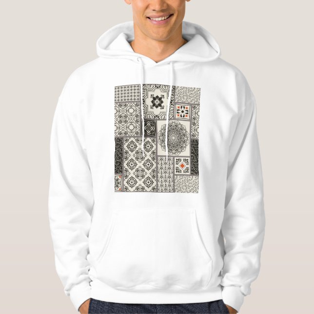 Islamic Majolica Pottery Tile Pattern Hoodie (Front)