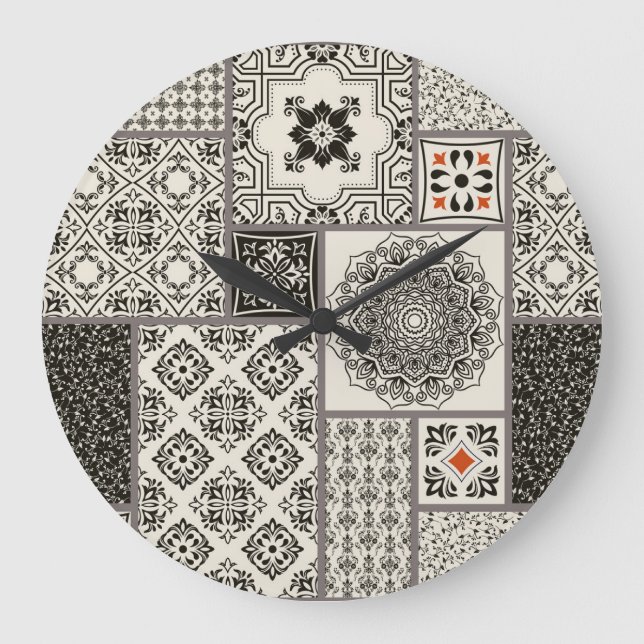 Islamic Majolica Pottery Tile Pattern Large Clock (Front)