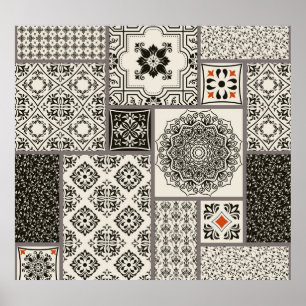 Islamic Majolica Pottery Tile Pattern Poster