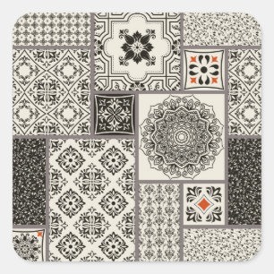 Islamic Majolica Pottery Tile Pattern Square Sticker