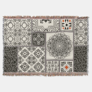 Islamic Majolica Pottery Tile Pattern Throw Blanket