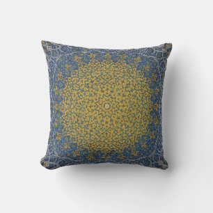 Islamic Mandala Throw Pillow – Golden Persian Patt