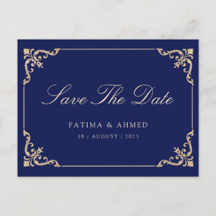 Islamic Muslim Blue Save The Date Announcement Postcard