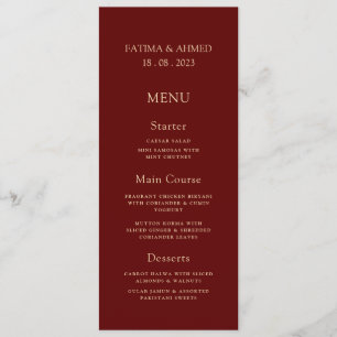 Islamic Muslim Burgundy Red Elegant Wedding Menu