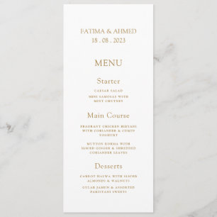 Islamic Muslim White Elegant Wedding Menu