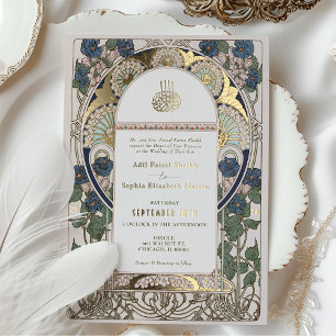 Islamic Navy Blue Wedding Art Nouveau Mucha