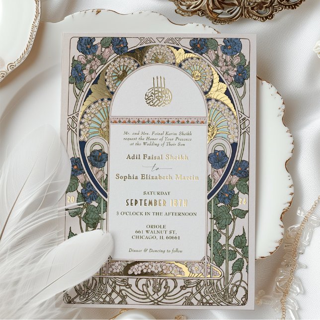 Islamic Navy Blue Wedding Art Nouveau Mucha (Creator Uploaded)