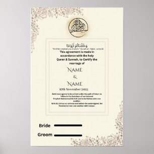 Islamic nikkah certificate poster