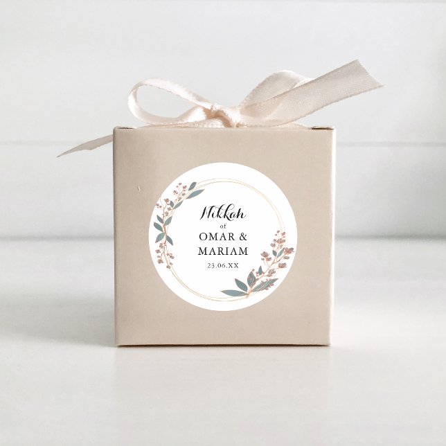 Islamic Nikkah Wedding Favour Classic Round Sticker (Creator Uploaded)