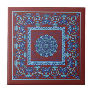 Islamic Pattern Blue And Red Ceramic Tile