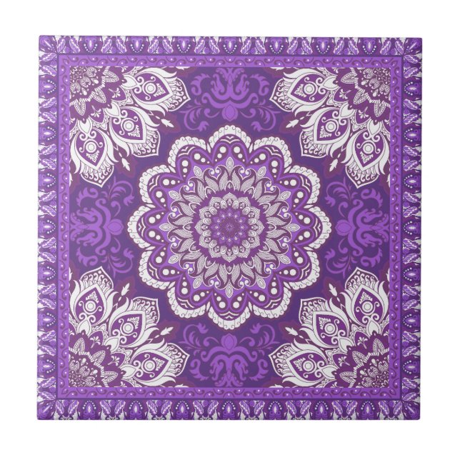 Islamic Pattern Purple Tones Ceramic Tile (Front)