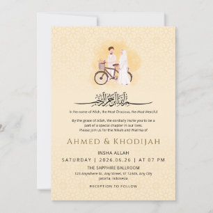 Islamic Pattern Wedding Nikah Invitation Couple