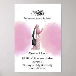 Islamic pink Graduation certificate Poster
