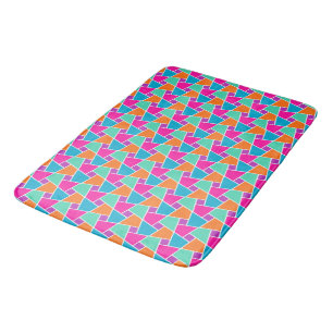 Islamic Pink Orange Turquoise Green White Outline Bath Mat