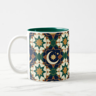 Islamic Ramadan Crescent Moon Geometric Seamless  Two-Tone Coffee Mug