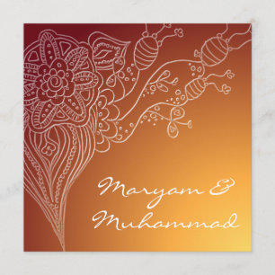 Islamic red bismillah wedding invitation card