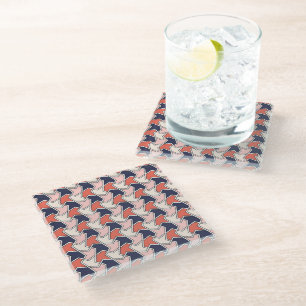 Islamic Red White Blue Geometric Arrows Pattern Gl Glass Coaster