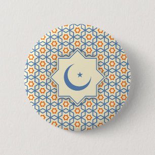 islamic religious geometric decoration pattern abs 6 cm round badge