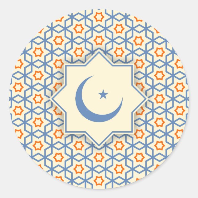 islamic religious geometric decoration pattern abs classic round sticker (Front)
