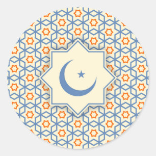 islamic religious geometric decoration pattern abs classic round sticker