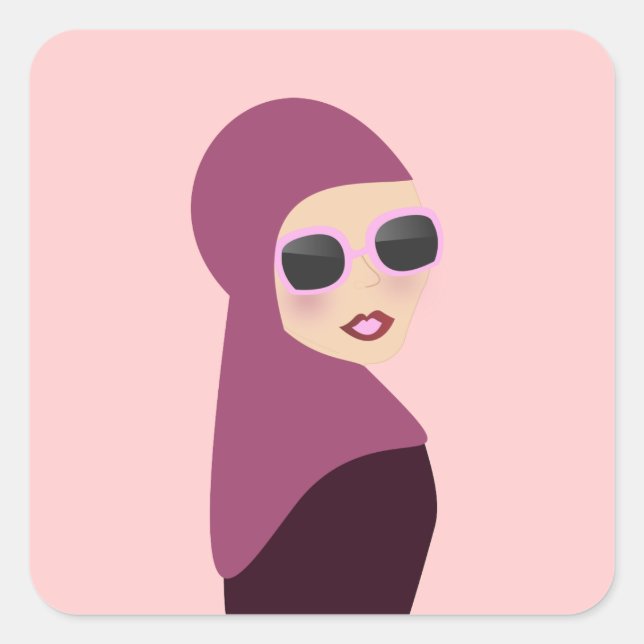 Islamic scarf muslima hijab lady style square sticker (Front)