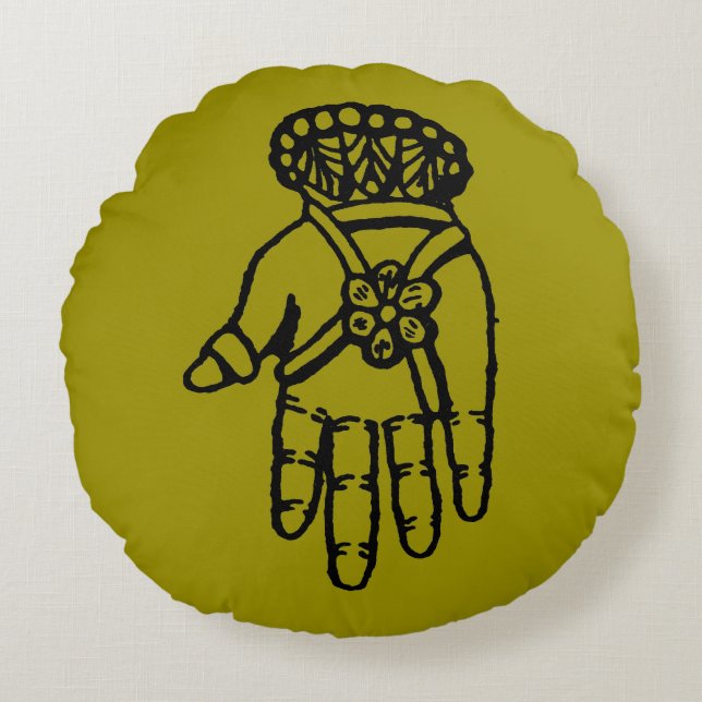 Islamic Symbol: Hamsa Round Cushion (Front)