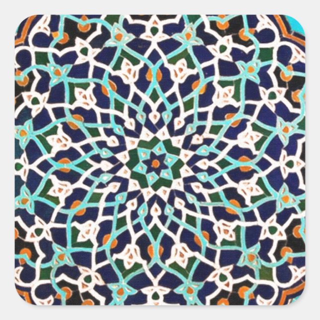 islamic tile square sticker (Front)
