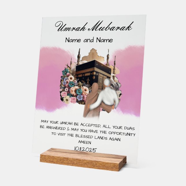 Islamic Umrah Mubarak  Acrylic Sign (Angle)
