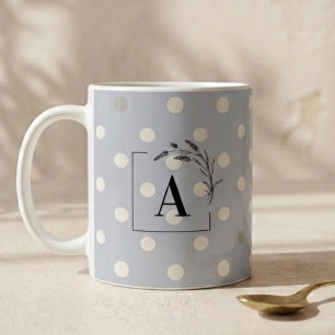 Islamic Wedding Initial   Slate Blue Polka Dot Coffee Mug