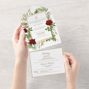 Islamic WEDDING NIKAH WALLIMAH Flowers All In One  All In One Invitation