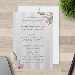 Islamic Wedding | Pink Peony Floral Grey Stripe Enclosure Card