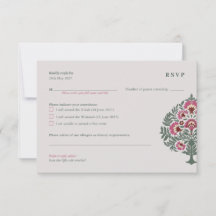 Islamic Wedding RSVP Card – Soft-Grey Mughal
