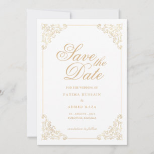 Islamic White Save The Date Announcement Card