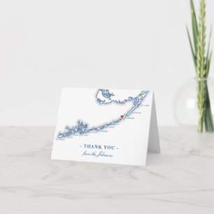 Islamorada FL Map Elegant Navy Blue Personalised Thank You Card